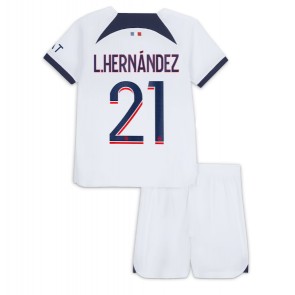 Lacne Dětský Futbalové dres Paris Saint-Germain Lucas Hernandez #21 2023-24 Krátky Rukáv - Preč (+ trenírky)